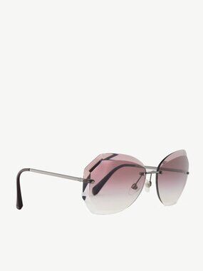 Chanel 4220 Eggplant & Silver-Tone Faceted Rimless Sunglasses